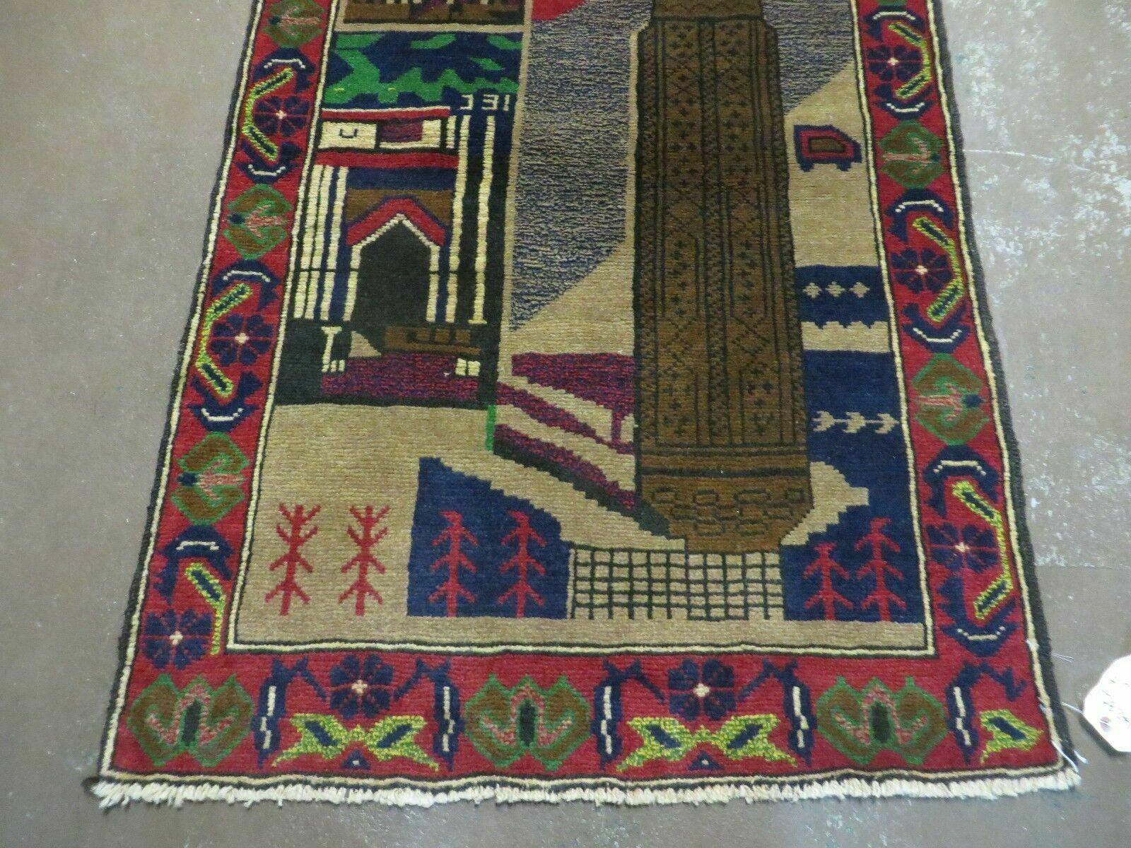 3' X 4' New Vintage Handmade Afghan Balouch Tribal Wool Pictorial Rug # 281 - Jewel Rugs