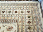 12' 7" X 18' 6" Vintage Handmade Bokhara Turkoman Yamud Pakistan Wool Beige Oriental Rug - Jewel Rugs