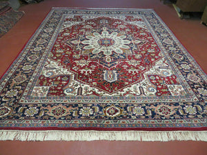8' X 10' Handmade India Floral Oriental Wool Rug Decorative Hand Knotted Red - Jewel Rugs