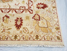 Vintage Oushak Area Rug, Hand-Knotted, Wool, Cream Beige Maroon, 10x15 Rug, 10x14 Rug, Large Oriental Carpet - Jewel Rugs