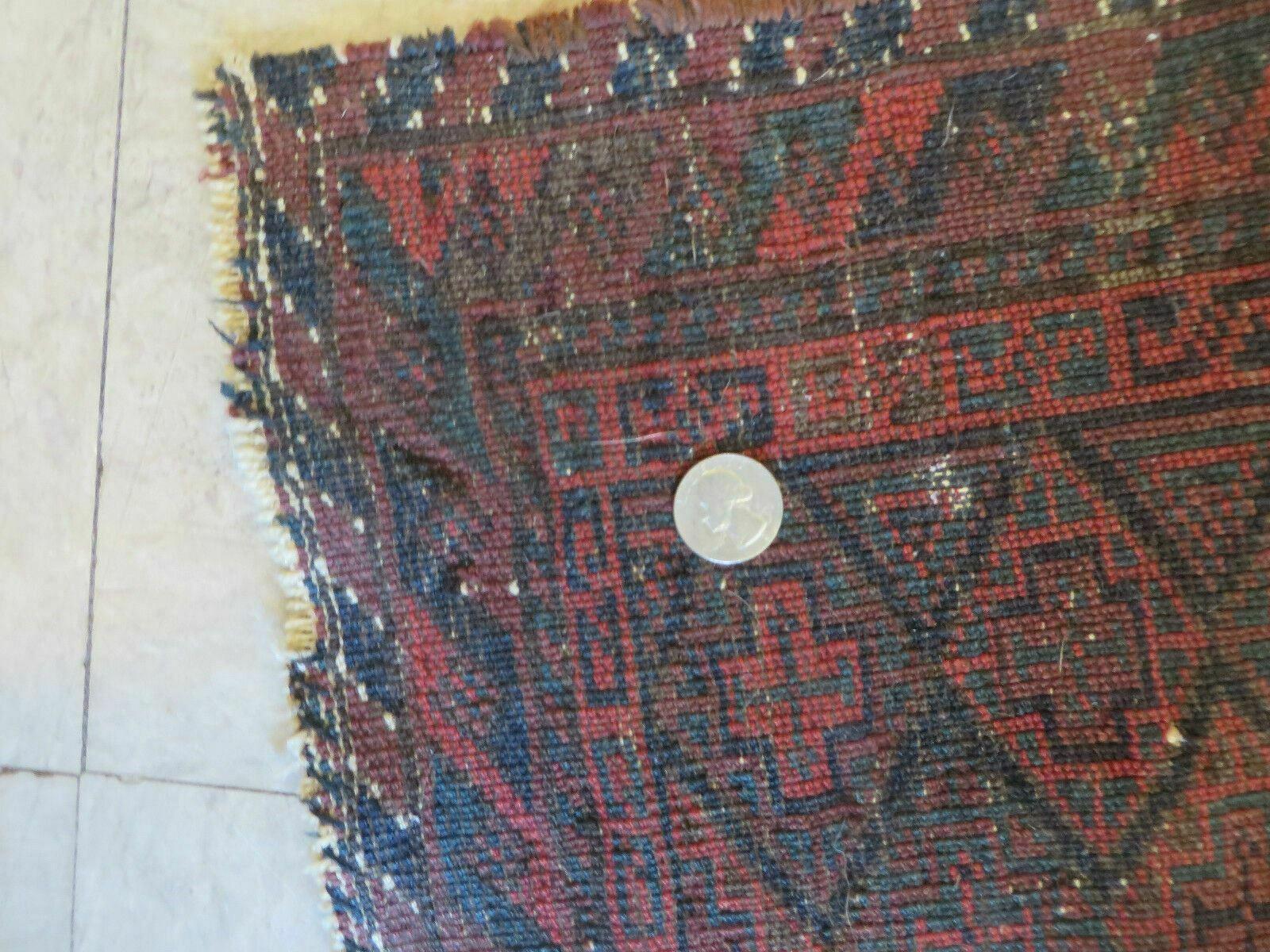 18" X 35" Antique Handmade Afghan Tribal Collectible Wool Rug - Jewel Rugs