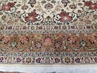 Vintage Persian Tabriz Rug, Ivory & Rose Red, Hand-Knotted, Wool and Silk Highlights, 8'2" x 11'2" - Jewel Rugs