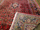 Vintage Persian Hamedan Dargazin Rug, Red, Hand-Knotted, Wool, 7' x 10' 2" - Jewel Rugs