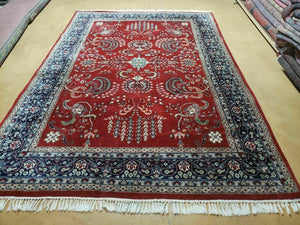 6' X 9' Vintage Handmade Indo Persian Wool Rug Veg Dyes Nice Red - Jewel Rugs