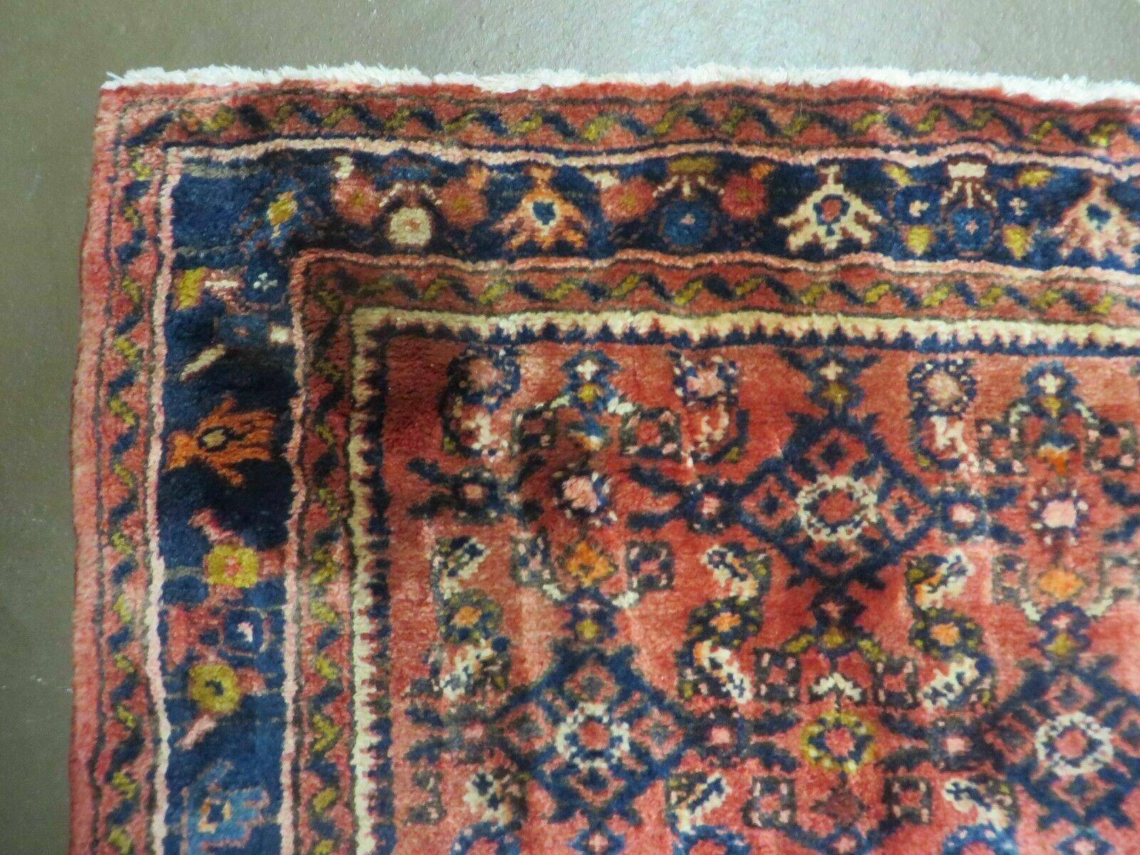 2' 10" X 9" Antique Handmade Indian Floral Wool Runner Rug Red Nice # 126 - Jewel Rugs