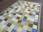 5' X 8' Hand-knotted Kilim Dhurrie Wool Cotton Rug Flat Weave Carpet Checkered Pattern Colorful Multicolor - Jewel Rugs