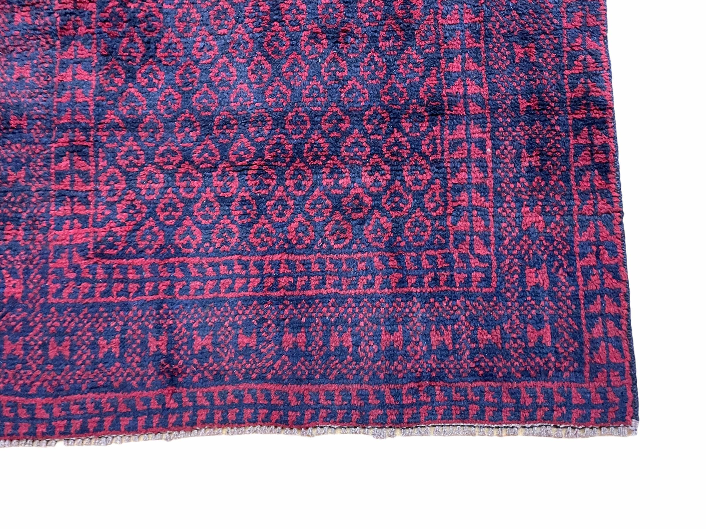 2' 9" X 4' 7" Vintage Handmade Tribal Wool Rug Balouchi Rug Afghan Rug Blue Red - Jewel Rugs