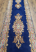 Semi Anique Dark Blue Persian Kerman Runner, 2'7" x 13'5" - Jewel Rugs