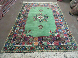 5' X 7' Vintage Handmade Moroccan Rabat Wool Carpet Green Area Rug Bohemian Boho Home Décor - Jewel Rugs