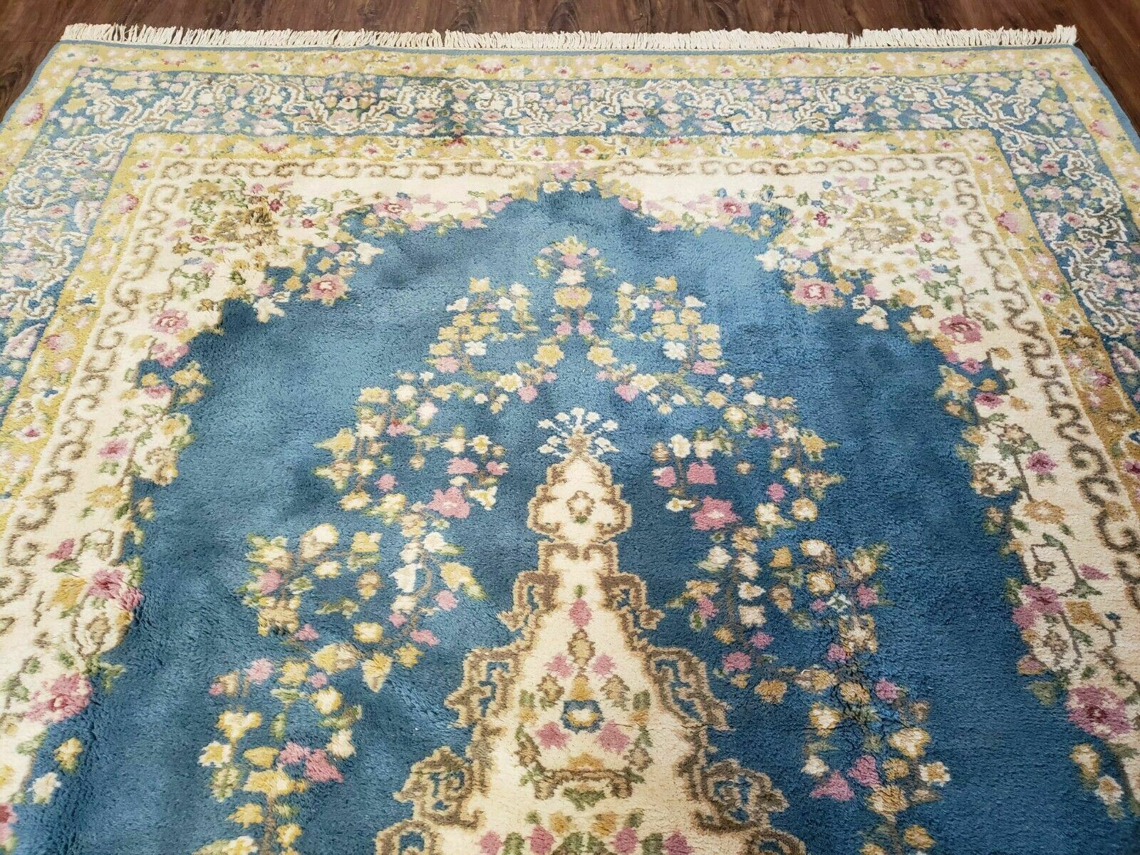 6' X 9' Handmade India Open Field Kirman Wool Rug Carpet Medallion Nice - Jewel Rugs