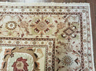 9' X 12' Handmade Indian Floral Wool Rug Hand Knotted Carpet Tea Washed Beige - Jewel Rugs