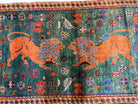 4 X 6 Handmade Rug Tribal Hand-Knotted Colorful Rug Wool Veggie Dyes Teal Orange - Jewel Rugs