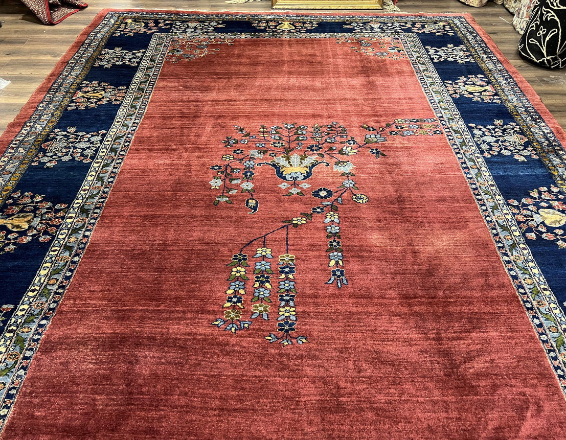 Large Persian Rug 10x17, Open Field, Red and Navy Blue, Palace Sized  Oversized Hand Knotted Wool Oriental Carpet Flowers Vases Antique 1920s -   Canada