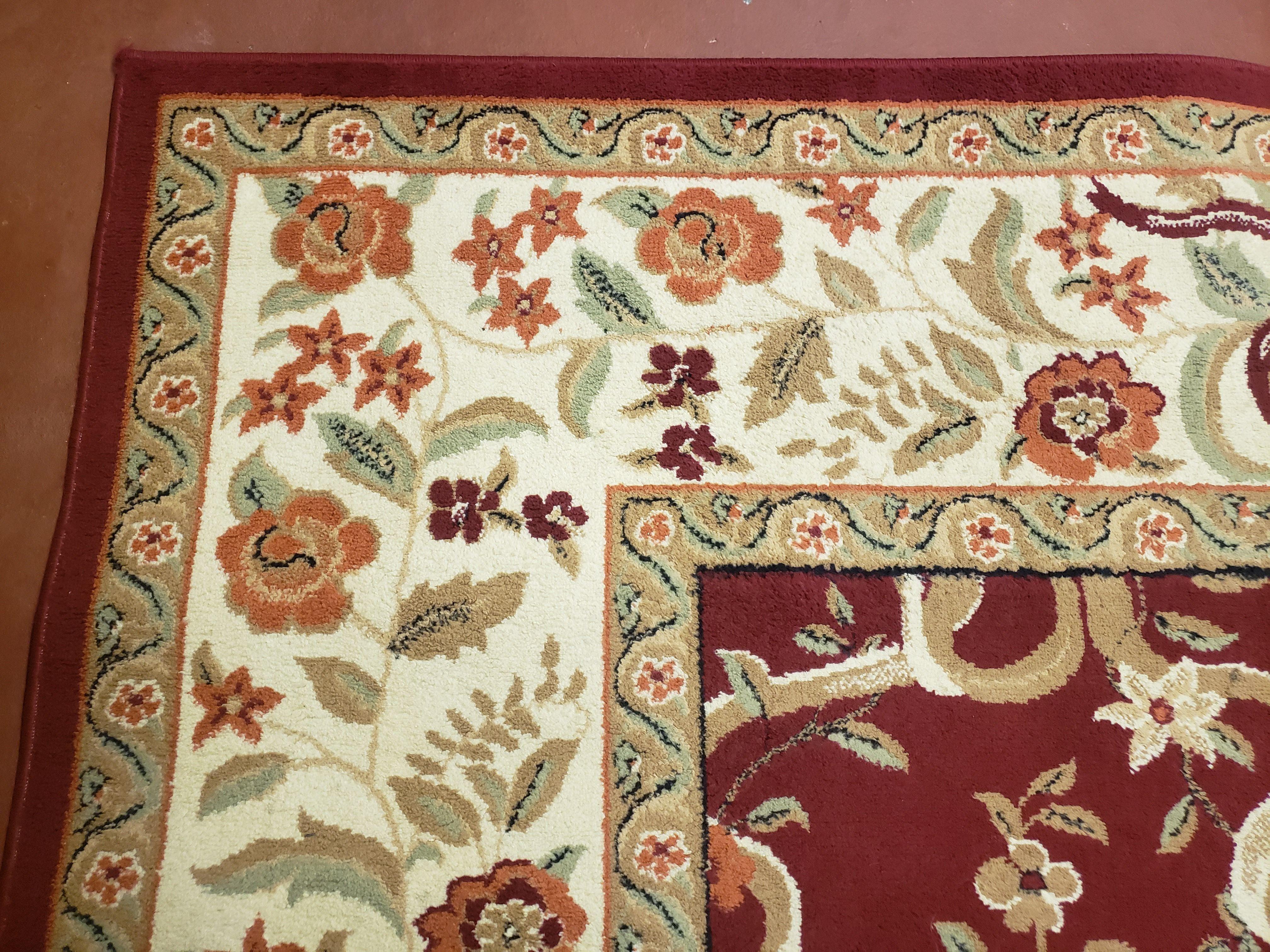 8x10 Turkish Power-Loomed Rug World Rug Gallery Oriental Carpet Red/Burgundy & Beige Nova Collection Floral Pattern Nice - Jewel Rugs