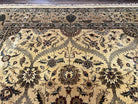 Indo Persian Mahal Rug 10x14, Wool Hand Knotted Oriental Carpet, Cream Floral Allover, Vintage Area Rug 10 x 14, Traditional Rug, Handmade - Jewel Rugs