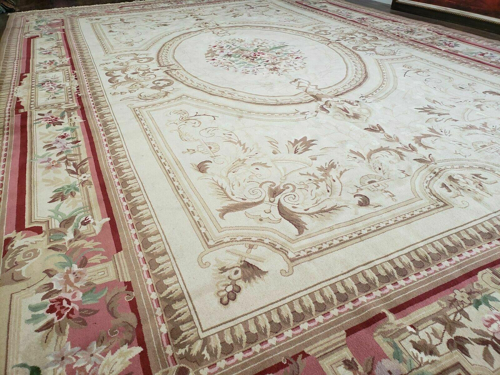 12' X 18' Magnificent Handmade Wool Rug Chinese Aubusson Savonnerie Design Nice - Jewel Rugs