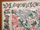 5x8 Needlepoint Rug 5' 4" x 8' 3" Wool Flat Weave Floral New Unused Carpet English Design Ivory Large Pink Flowers Green Leaves Hand-Knotted - Jewel Rugs