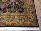 Vintage Floral Indo-Persian Area Rug 5x9 - 6x10, Wool Hand-knotted Black & Gold Indian Oriental Carpet, 6x9 Dining Table Rug, Bedroom Rug - Jewel Rugs