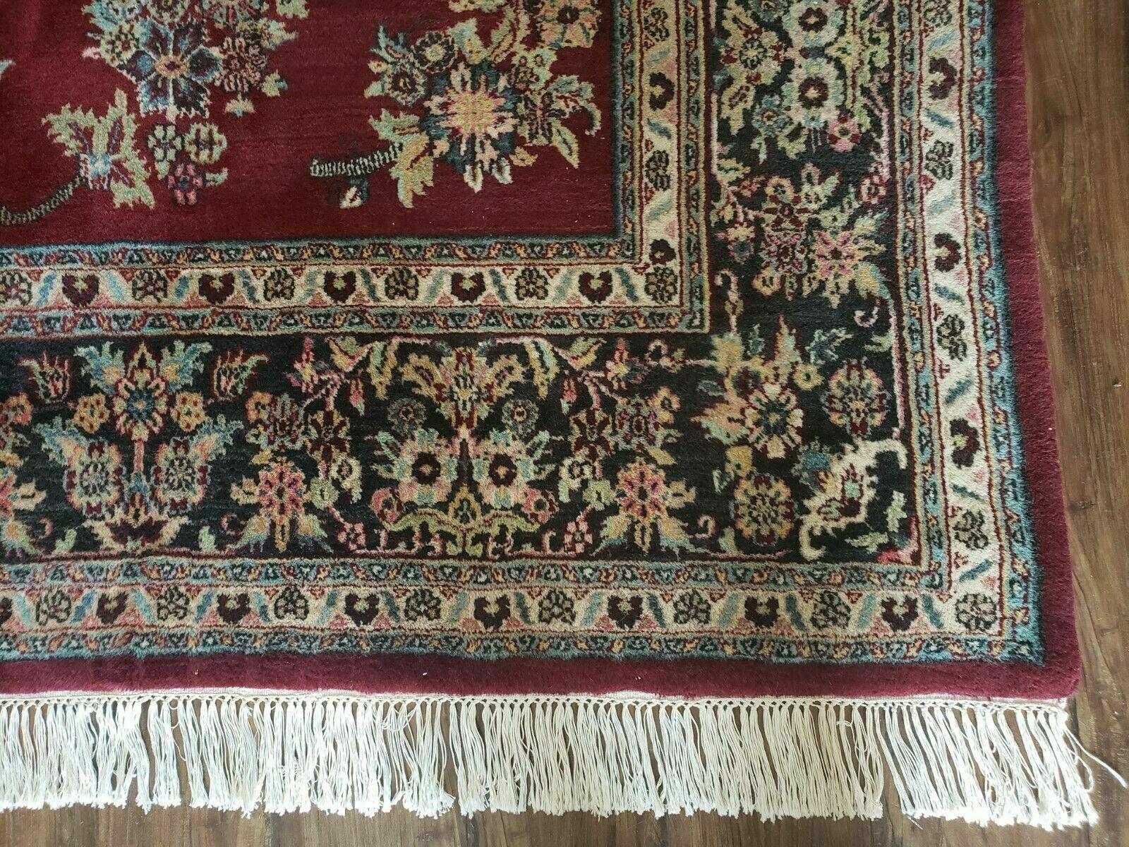 8' X 12' Vintage Handmade India Floral Oriental Wool Rug Veg Dyes Organic Red - Jewel Rugs