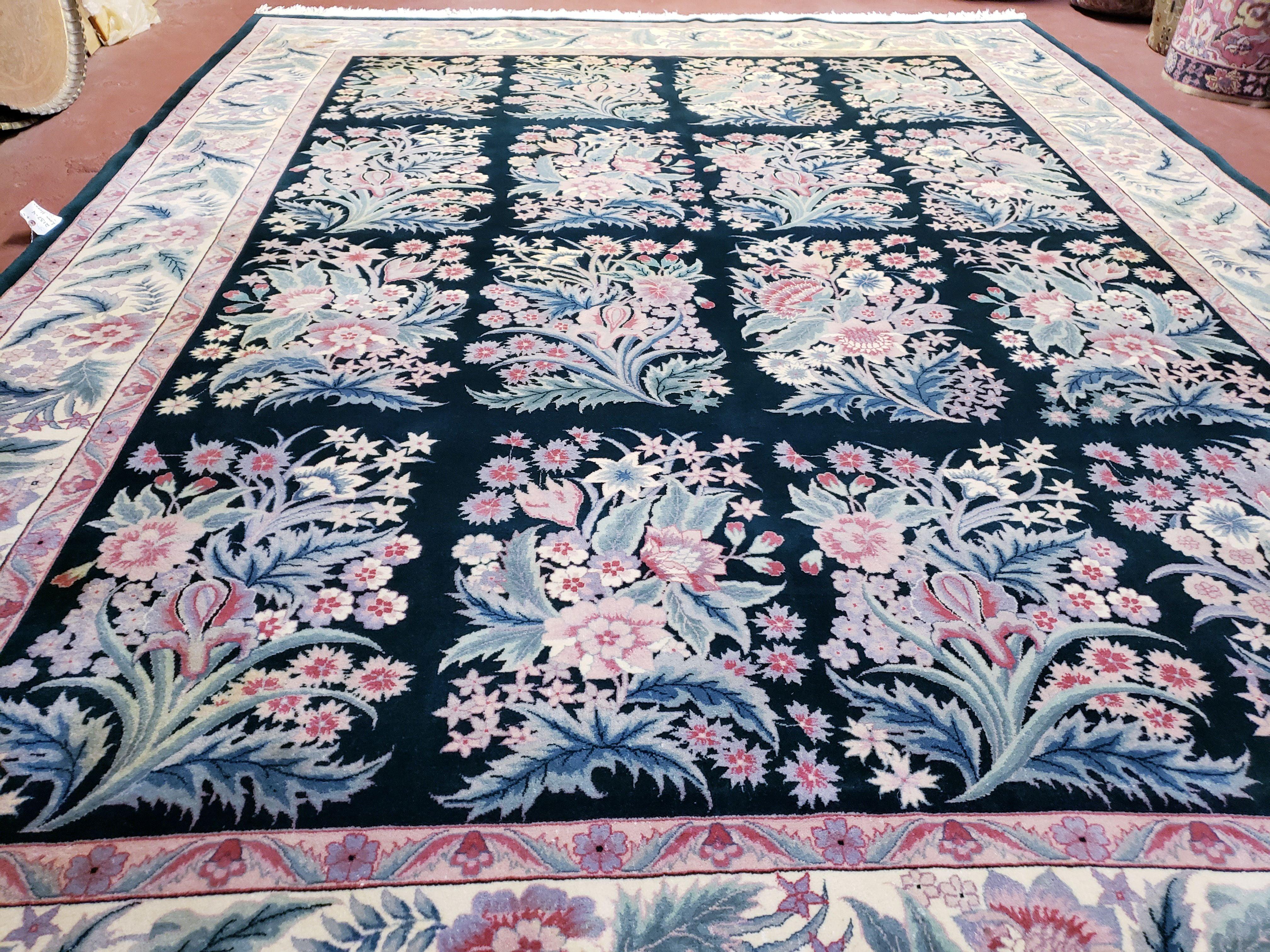 9x12 Floral Pattern Rug Green Garden of Eden Pakistani Carpet Hand Knotted Wool Area Rug Living Room Rug Vintage Dining Room Rug 9 x 12 Nice - Jewel Rugs