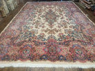 8' 6" X 12' 5" Authentic Vintage Handmade Kirman Wool Rug Beige Organic Nice - Jewel Rugs