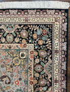 Wonderful Sino Persian Rug 10x14, Wool on Silk Foundation, Very Fine Floral Medallion Oriental Carpet, Dark Green Salmon Pink Light, Wow - Jewel Rugs