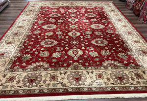 Karastan Rug 8.8 x 10.6, Karastan Bella Rosa Rug #700-730, Wool Karastan Carpet, Discontinued Original 700 Series Area Rug Red Beige Floral - Jewel Rugs