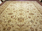 10' X 14' Handmade Peshawar Oushak Wool Rug Oatmeal Beige Organic Beauty - Jewel Rugs