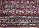 Beautiful Persian Bidjar Rug 9x12, Allover Repeated Motif 9 x 12 ft, Red Blue Cream, Hand Knotted Wool Bijar Oriental Carpet, 1950s Semi Antique Vintage - Jewel Rugs