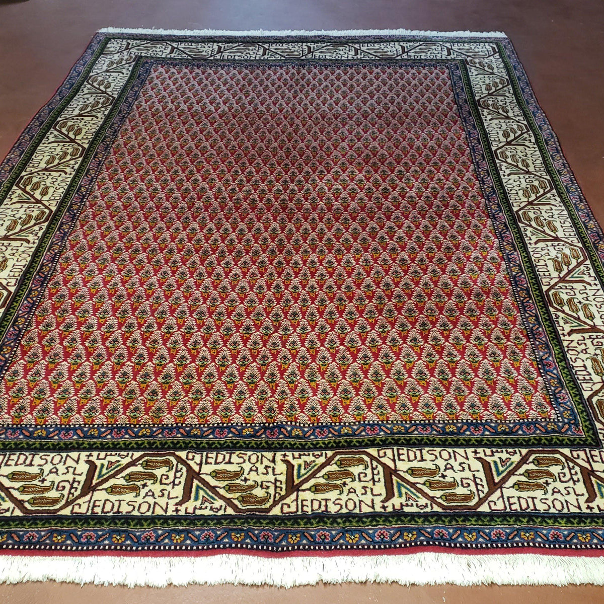 6x9 Finely Woven Turkish Tribal Rug, Boteh/Paisley Pattern, Red & Beig ...