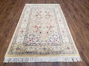 Pak Persian Rug 3x5 ft, Cream Ivory Blues, Light Colors, Hand Knotted Fine Oriental Carpet, Wool Area Rug, Floral, Traditional Rug 3 x 5 - Jewel Rugs