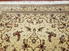 6' X 9' Vintage Handmade Ultra Fine Chinese Floral Wool Rug Silk Accents Beige - Jewel Rugs