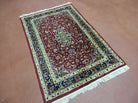 2' 6" X 4' Vintage Handmade Indian Lahore Red Wool Rug Nice - Jewel Rugs