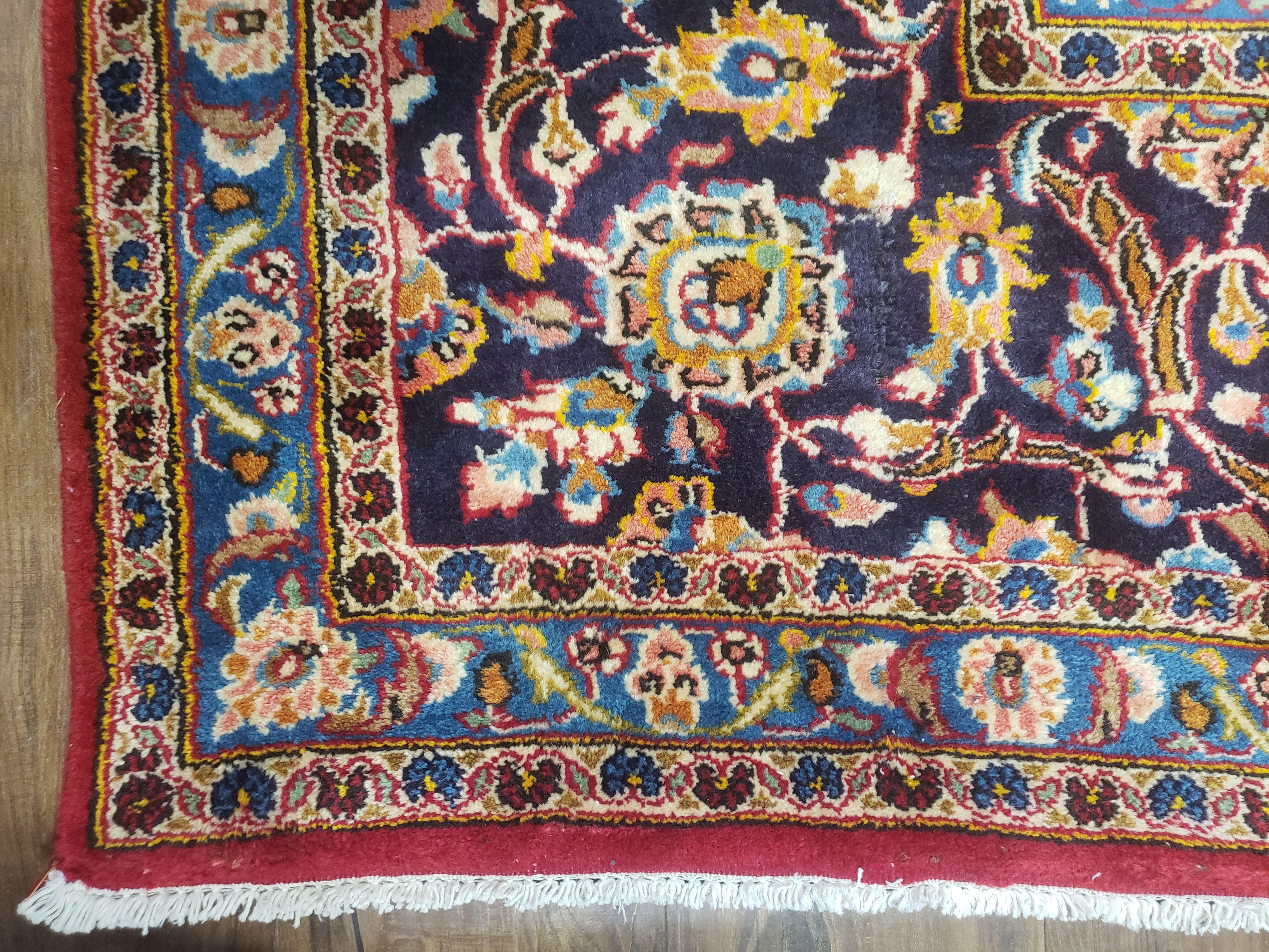 Antique 1930s Persian Kashan 10x14, Wool, Hand-Knotted, Central Medallion - Jewel Rugs