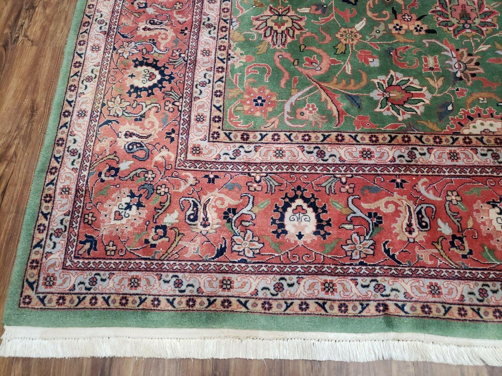 9' X 12' Handmade Oriental Floral Allover Afshan Wool Rug Hand Knotted Green Red - Jewel Rugs