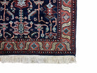 4x6 Vintage Handmade Wool Geometric Rug Organic Dyes Blue Red Hand-Knotted Rug - Jewel Rugs