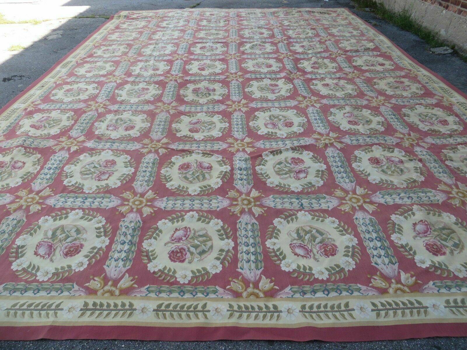 13' X 20' Handmade French Aubusson Weave Savonnerie Needlepoint Rug Nice # 785A - Jewel Rugs