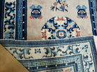 3' X 5' 8" Handmade Art Deco Chinese Wool Rug Peking Blue and Beige Carpet - Jewel Rugs