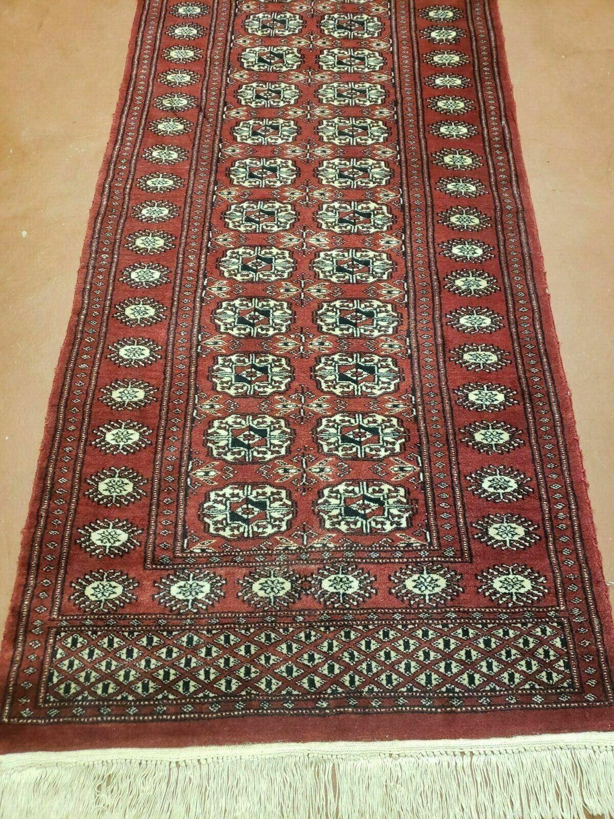 2' 8" X 6' Vintage Handmade Bokhara Turkoman Pakistani Wool Short Runner Rug - Jewel Rugs