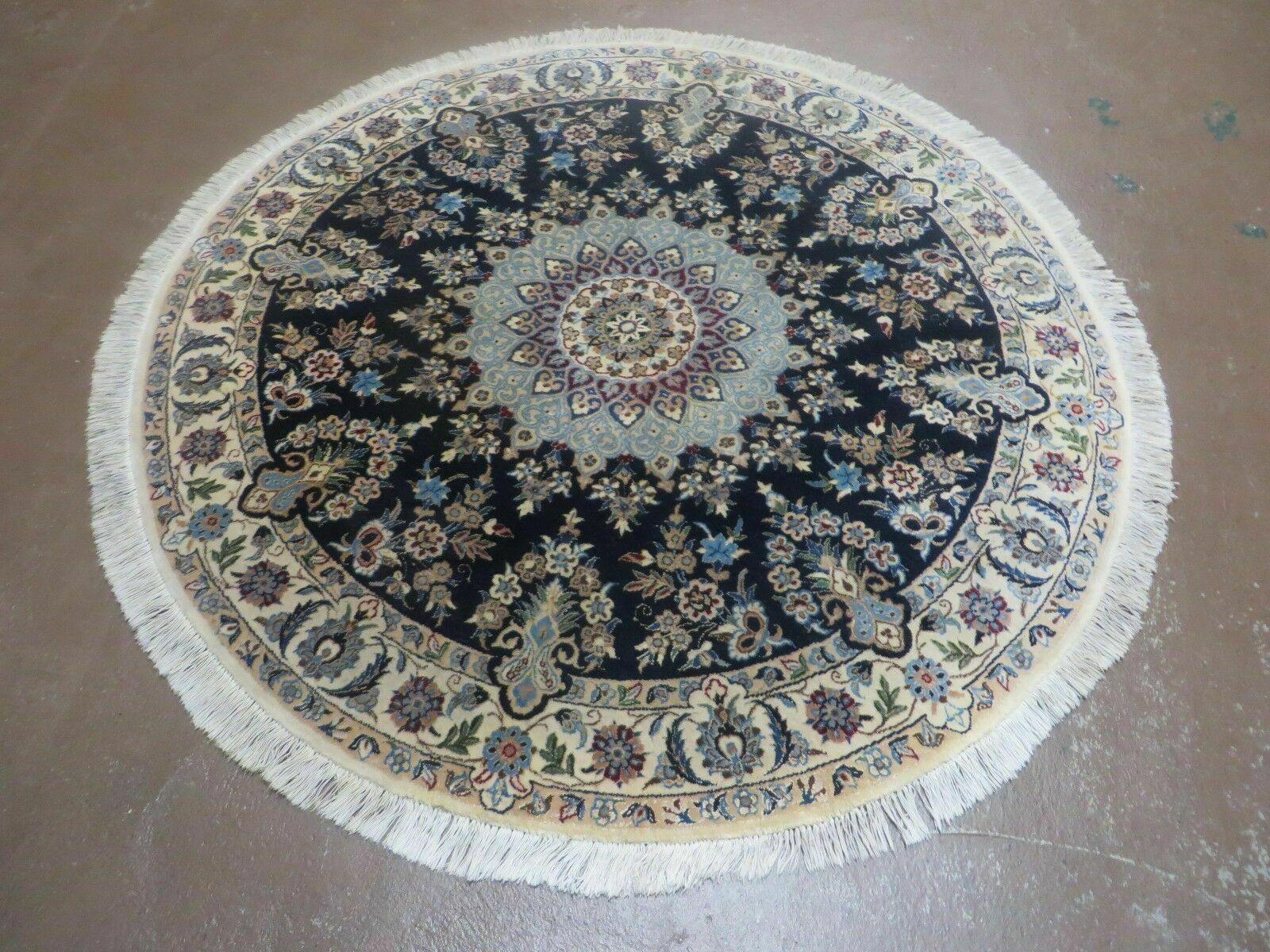 4' Handmade Ultra Fine India Floral Wool Rug Carpet Round Silk Accents Nice - Jewel Rugs