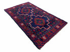 2' 9" X 4' 5" Vintage Handmade Tribal Wool Rug Balouchi Rug Afghan Rug Red Blue - Jewel Rugs