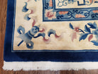 Vintage Chinese Carving Rug, Hand-Knotted Area Rug 9x12, Cream & Blue Art Deco Carpet, Asian Style Rugs, Soft Plush Wool Living Room Rug - Jewel Rugs