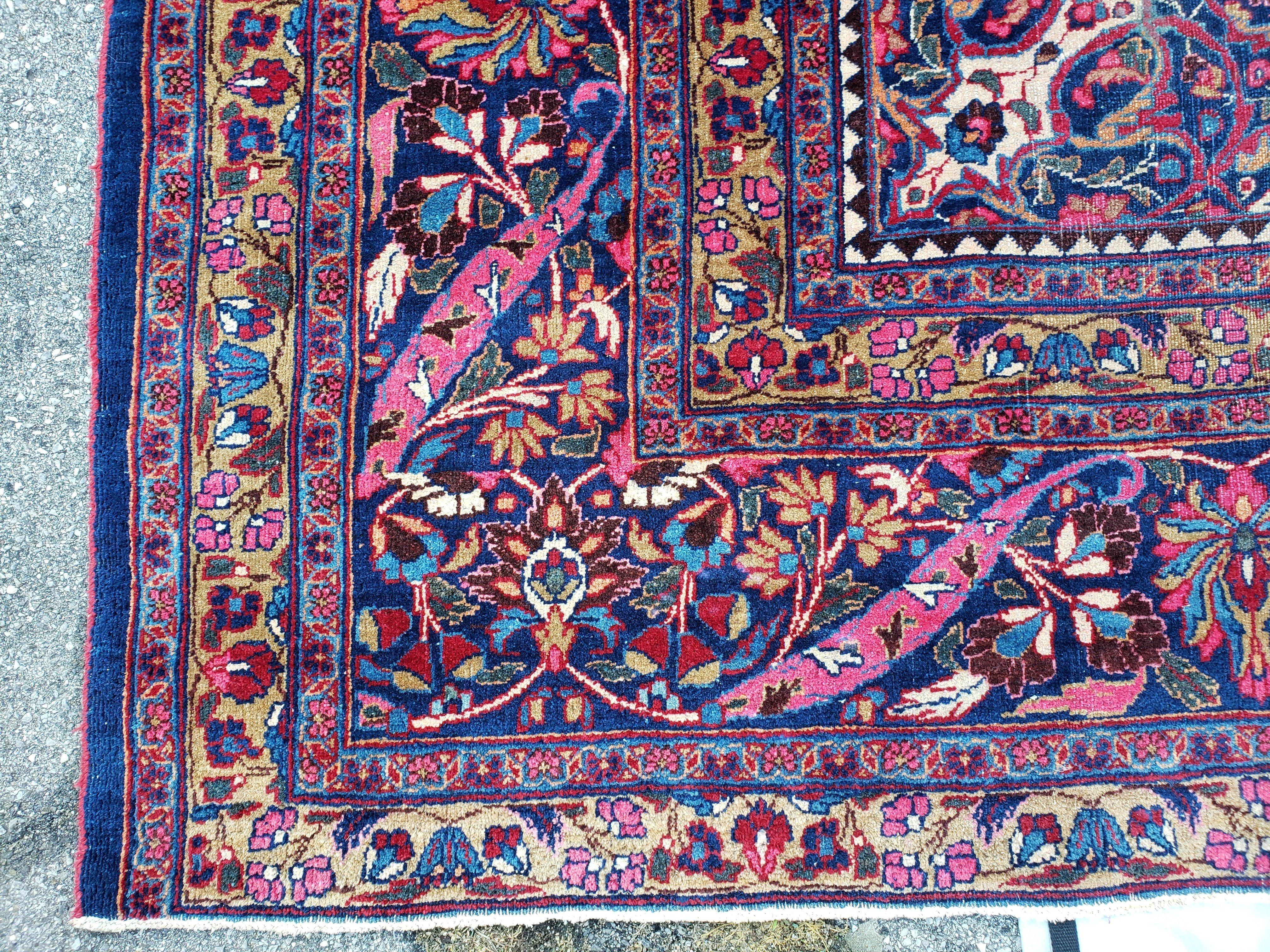 Antique Persian Mashad Oversized Area Rug, 12x17, Red, Wool, Hand-Knotted, Low Pile - Jewel Rugs