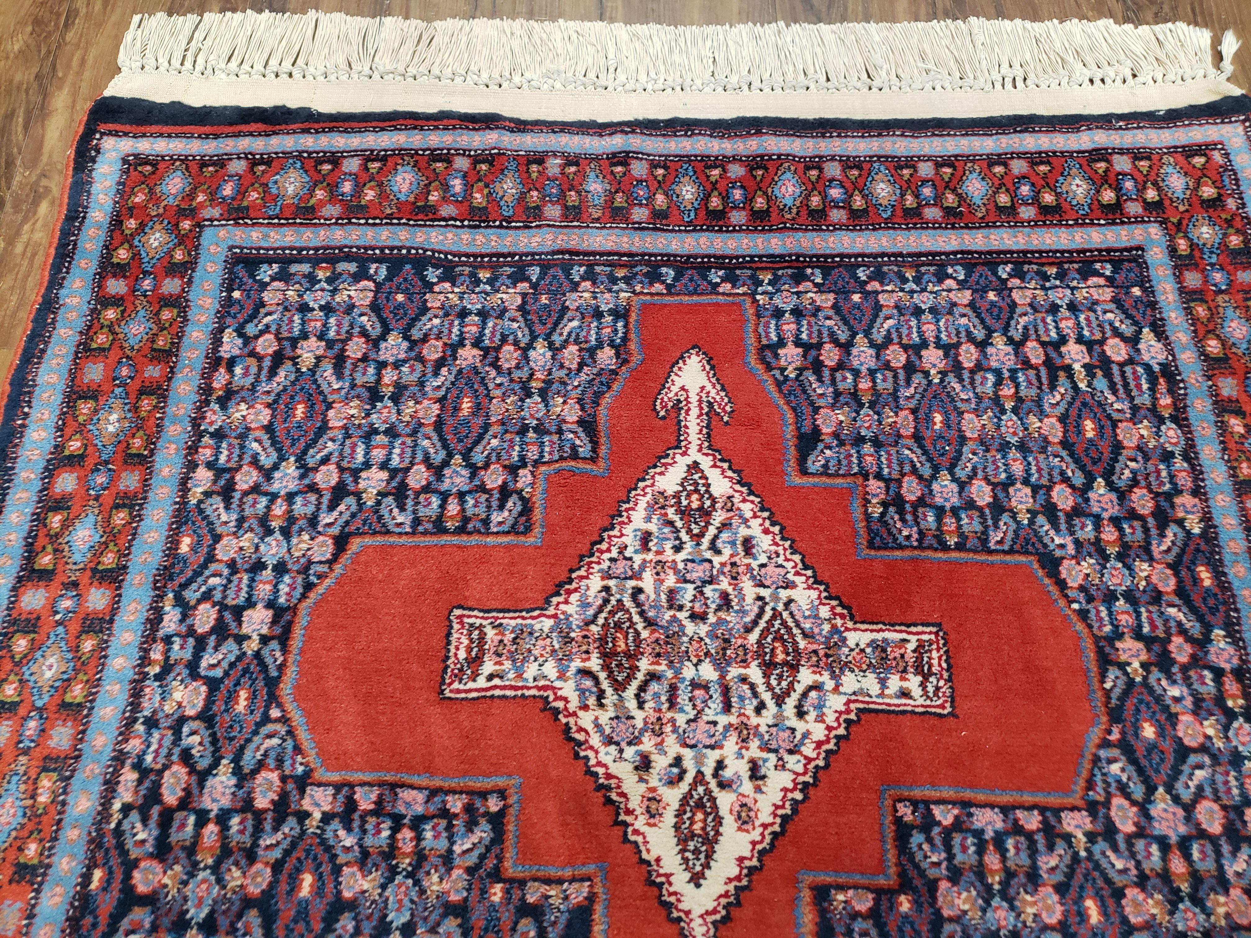 4x6 Western Kurdistan Kurdish Carpet Senneh Wool Area Rug Veg Dyes Red Blue Nice - Jewel Rugs