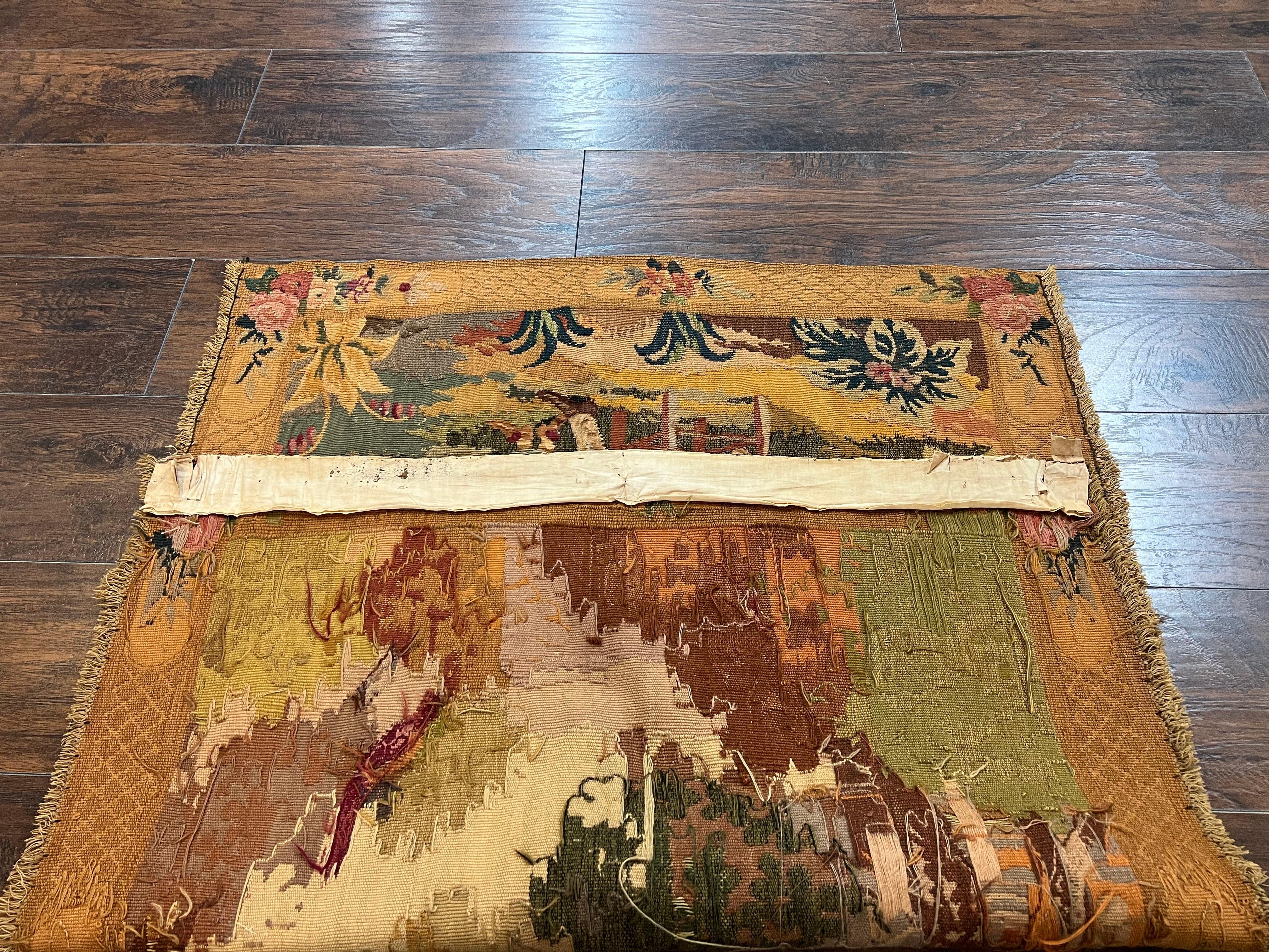 Antique Tapestry 3x4, European French Tapestry, Hand Loomed Victorian Tapestry, Vintage Wool Tapestry 3 x 4 ft - Jewel Rugs