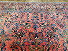 Antique Persian Oriental Rug 9x12, Room Sized 1920s Persian Area Rug, Hand-Knotted Fine Unique Carpet, Wool, Red Blue & Beige, Farmhouse Rug - Jewel Rugs