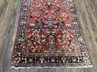 Persian Sarouk Rug 2.7 x 6.6, Antique Oriental Carpet, Short Runner Rug, Floral Rug, Red Dark Blue Cream, Hand-Knotted, High Quality, Authentic Wow - Jewel Rugs