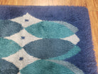 Blue Rya Rug, 1960s Mid-Century Danish Shag Rug 4'6" x 6'7", Ege Rya Modern Carpet, Cyan DeLuxe Rya Shag Rug, Vintage Area Rug 4x6, 5x7 Rug - Jewel Rugs