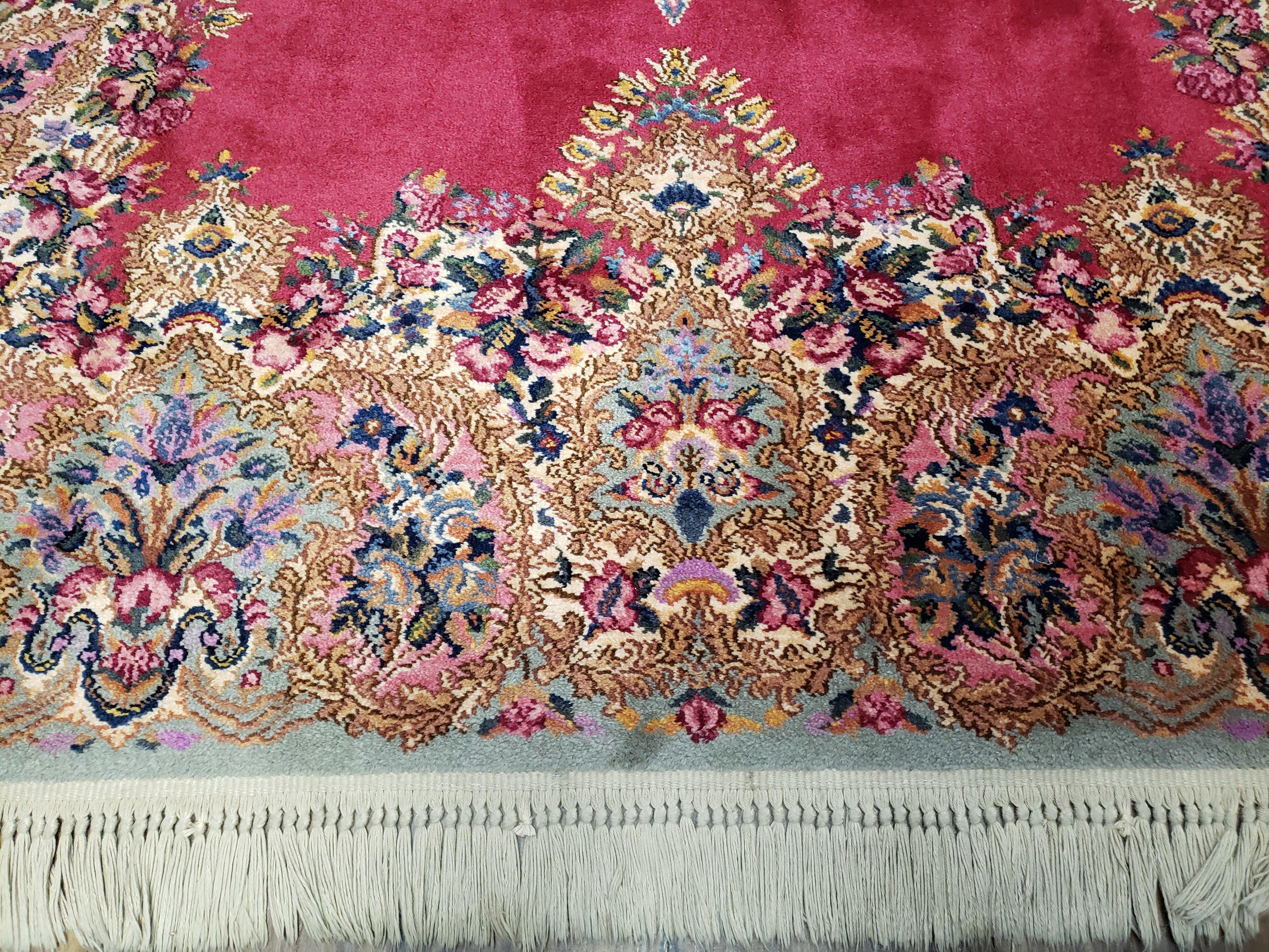 Vintage Karastan Red Kirman Rug #762, Original 700 Series, 8.8 x 12 Karastan Carpets, Discontinued Karastan Rug, Karastan Wool Area Rug - Jewel Rugs