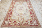 Aubusson Rug 6x9, Elegant Flatweave Rug, Aubusson Savonnerie 6 x 9 Flatweave Area Rug, Cream and Red, Wool Hand Woven Carpet, Medium Size - Jewel Rugs